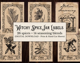 Witchy Apothecary Spice Jar Labels: Vintage Style (Digital Download)
