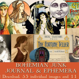 Bohemian Digital Download Junk Journal Ephemera Kit & 53 Individual Images 11 Witchy Roma Sheets