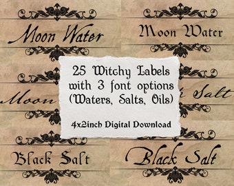 COMMERCIAL USE Witchy Labels | Digital Download | Moon Water | Oils | Salts
