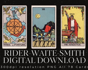 Tarot Cards | Digital Download | Printable Tarot Deck | Rider Waite Smith | High Resolution PNG