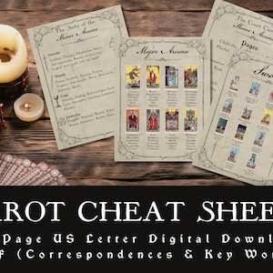 Tarot Journal Spickzettel | Digitaler Download | Tarotkarten Bedeutungen & Entsprechungen | Tarot Info Seiten | Tarot Grimoire | Druckbares Tarot