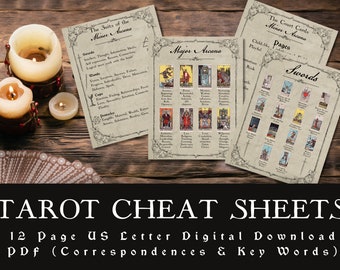 Tarot Journal Cheat Sheets | Digital Download | Tarot Card Meanings & Correspondences | Tarot Info Pages | Tarot Grimoire | Printable Tarot