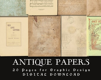 Antique Vintage Digital Paper for Graphic Design Textures & Junk Journals