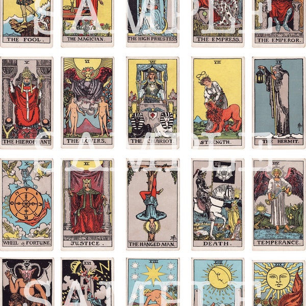 Printable Tarot Journal Stickers | Rider Waite Smith Deck All 78 Major & Minor Arcana | INSTANT DIGITAL DOWNLOAD