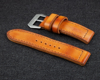 Handmade Vegetable Tanned Leather Watch Strap
