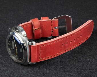 Handmade Vintage Leather Watch Strap for Panerai: 22mm/24mm/26mm