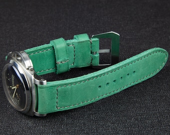 Handmade Leather Watch Strap for Panerai: Vintage Style, 22mm/24mm/26mm