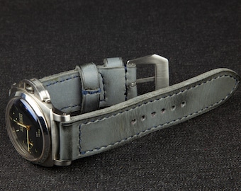 Handmade Leather Watch Strap for Panerai: 22mm/24mm/26mm Vintage Style