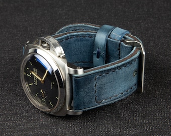 Handcrafted Leather Watch Strap for Panerai, Distressed Band