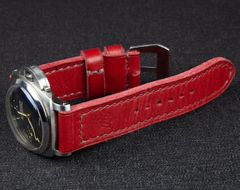 Handmade Leather Watch Band for Panerai: 24mm Vintage Style