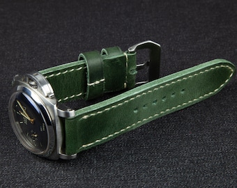 Handcrafted Leather Watch Strap for Panerai: Vintage Style, Custom 22mm/24mm/26mm