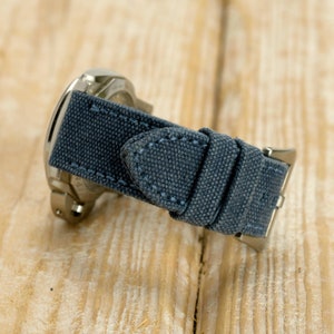 Canvas Watch Strap, 22mm , 24mm, 26mm,Rolled Canvas Strap,Vintage Canvas Watch Strap, Handmade Canvas Strap, Blue  Canvas strap, Flow Straps