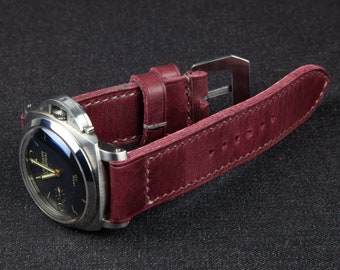 Handmade Vintage Leather Watch Strap: 22mm 24mm 26mm