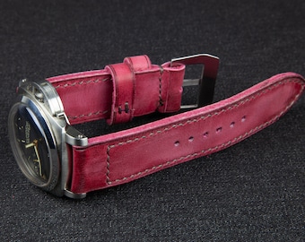 Handmade Leather Watch Strap for Panerai: Vintage Style, 22mm/24mm/26mm