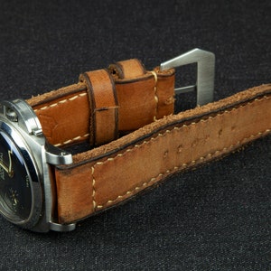 Correa de reloj vintage, correa de reloj de cuero, correa de reloj, correa de reloj desgastada, correa de reloj de cuero para Panerai, regalo para él, regalo hecho a mano