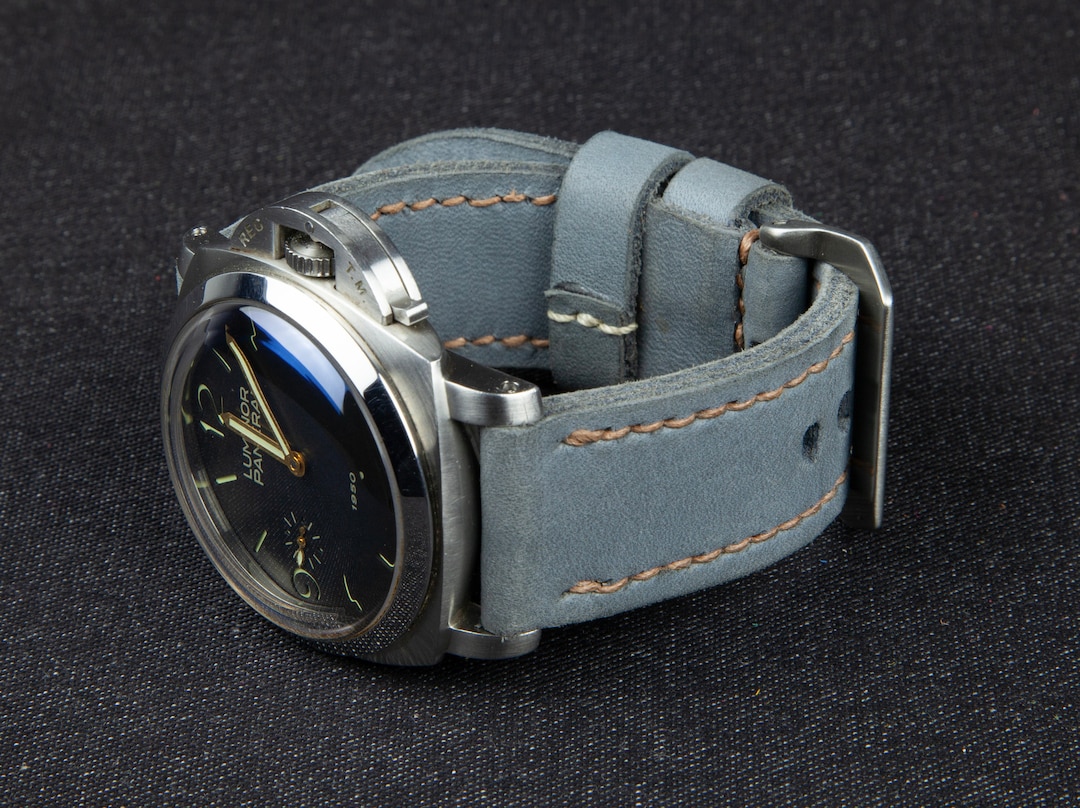 Per Panerai PAM441 386 111 Cinturino In Pelle Bovina Cinturino In Vera Pelle Da Uomo 22 24m 26mm Accessori Di Ricambio In Pelle Bovina Marrone Kaki - Foto 3