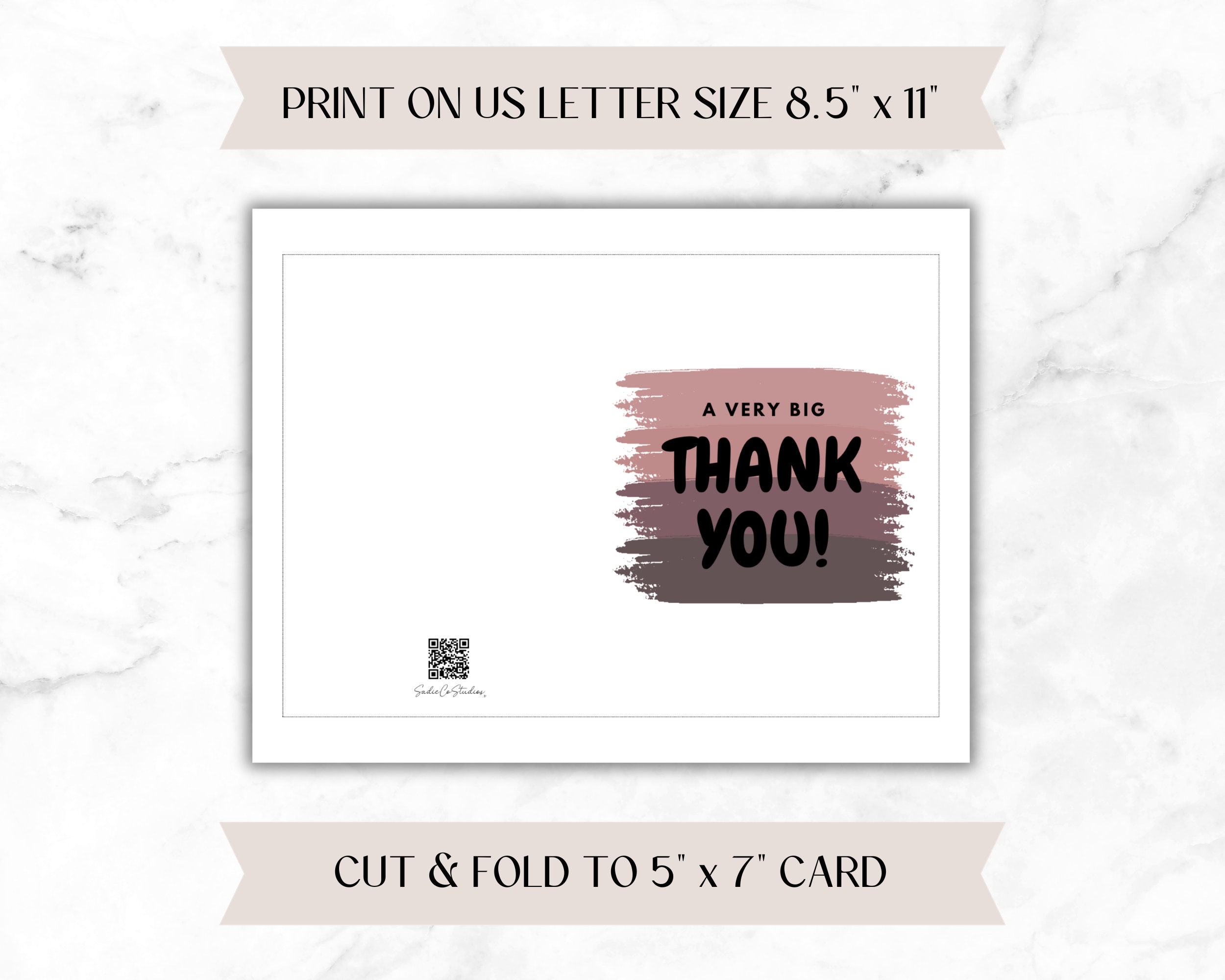 Big Thank You - Printable Card - Instant Download - 5x7 - Appreciation ...