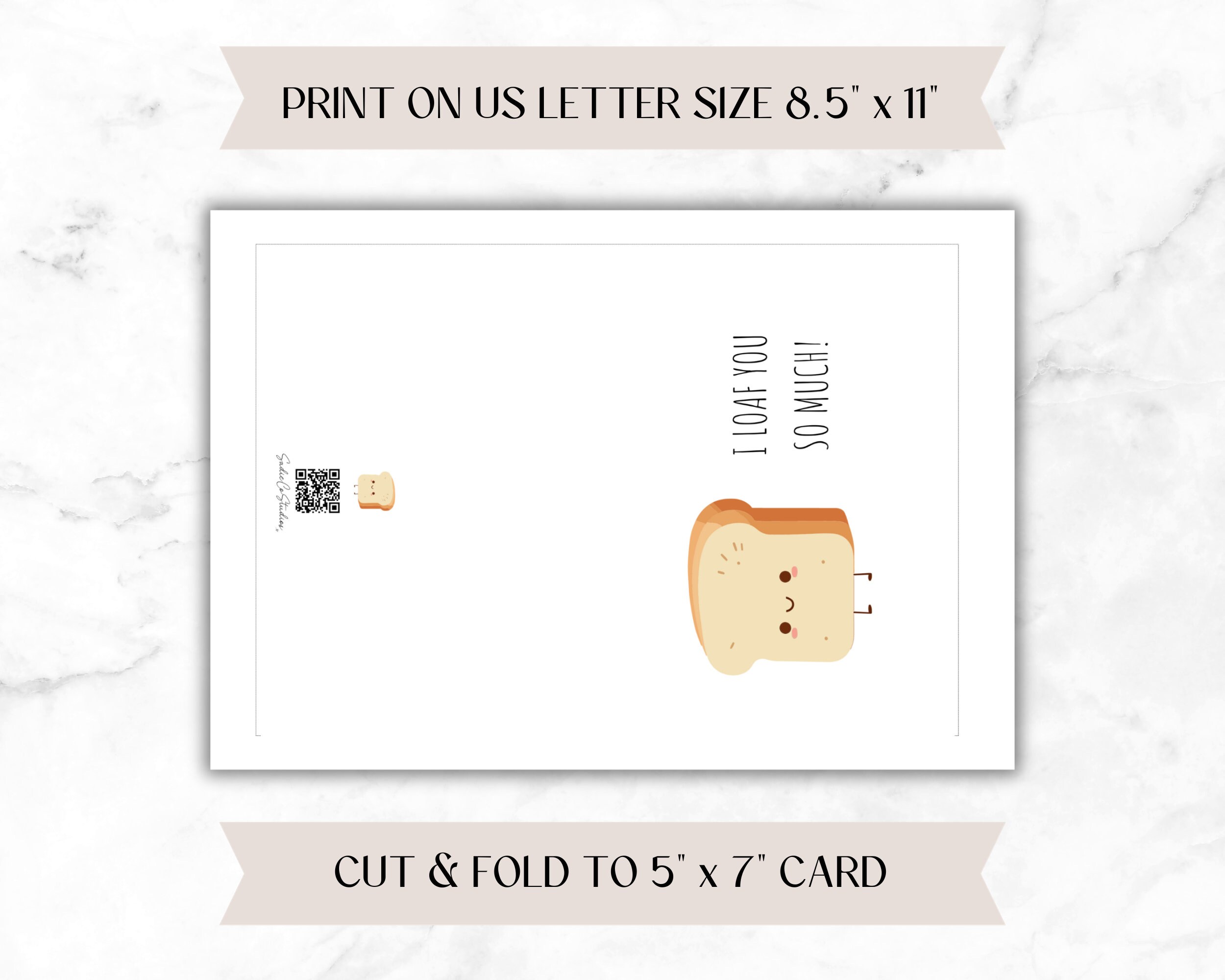 I Loaf You so Much Cute Printable Love Card PDF PNG Instant Download
