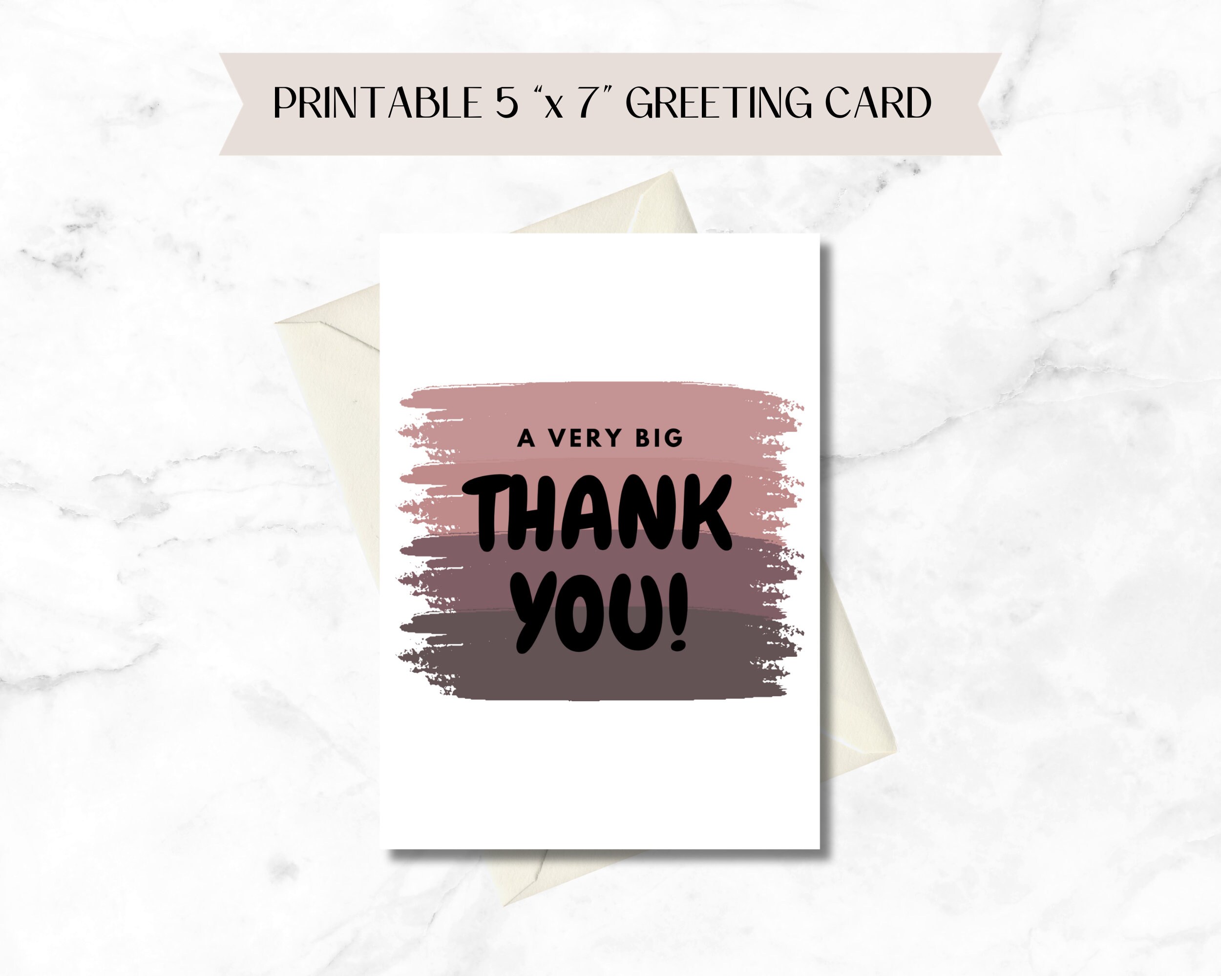 Big Thank You - Printable Card - Instant Download - 5x7 - Appreciation ...