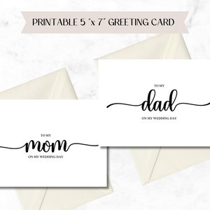 Maman à mon mariage - Papa à mon mariage - Cartes parents - Cartes imprimables - Téléchargement instantané - 5x7