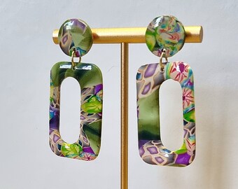 Pendientes verdes, pendientes de rosquilla, pendientes llamativos, pendientes florales, pendientes futuristas, pendientes glamurosos, pendientes florales, pendientes elegantes