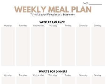 Weekly Meal Plan Printable For The Busy Mom