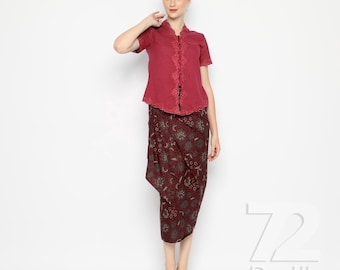 Red Flower Batik Wrap Pants, Bali Beach Pants, Summer Trousers