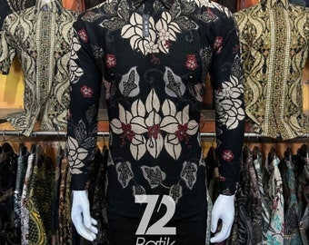 Floral Batik Shirt: Men's Long Sleeve Formal Shirt