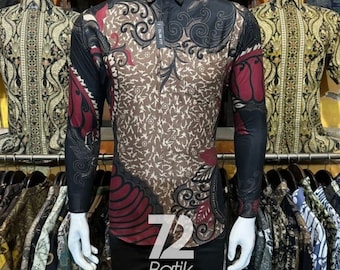 Men's Long Sleeve Batik Shirt: Stylish Formal Wear