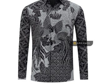 Men's Slim Fit Batik Shirt: PEKSI AWU Print, Full Lined Cotton