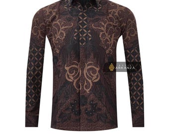 Slimfit Batik Shirt: Men's Long Sleeve Cotton Top