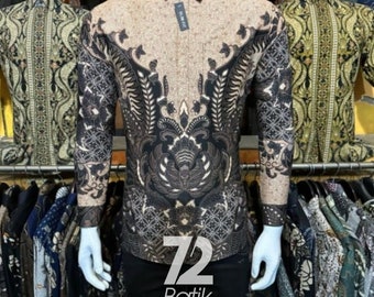 Men's Long Sleeve Batik Shirt: Elegant Cotton Formal Shirt
