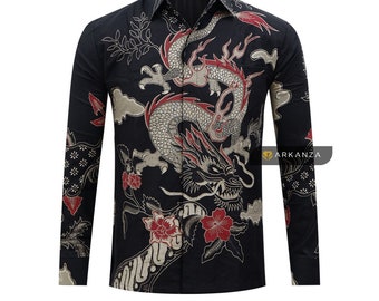 ARKANZA - ANTABOGA Style Hem Tops Shirts Batik Shirts for Men Boys Slimfit Full Lined Furring Long Sleeve Short Sleeve Original Genuine