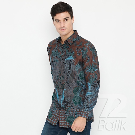 Men's Long Sleeve Batik Shirt: Slim Fit Cotton Twill - Etsy