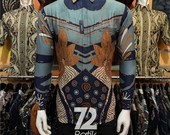 Men's Long Sleeve Batik Shirt: Traditional Indonesian Style