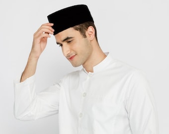 ATLAS Velvet Songkok – Islamic Muslim Peci Hat, 10cm Height