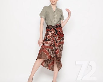 Parang Roll Red Black Batik Wrap Pants, Bali Beach Pants, Summer Trousers
