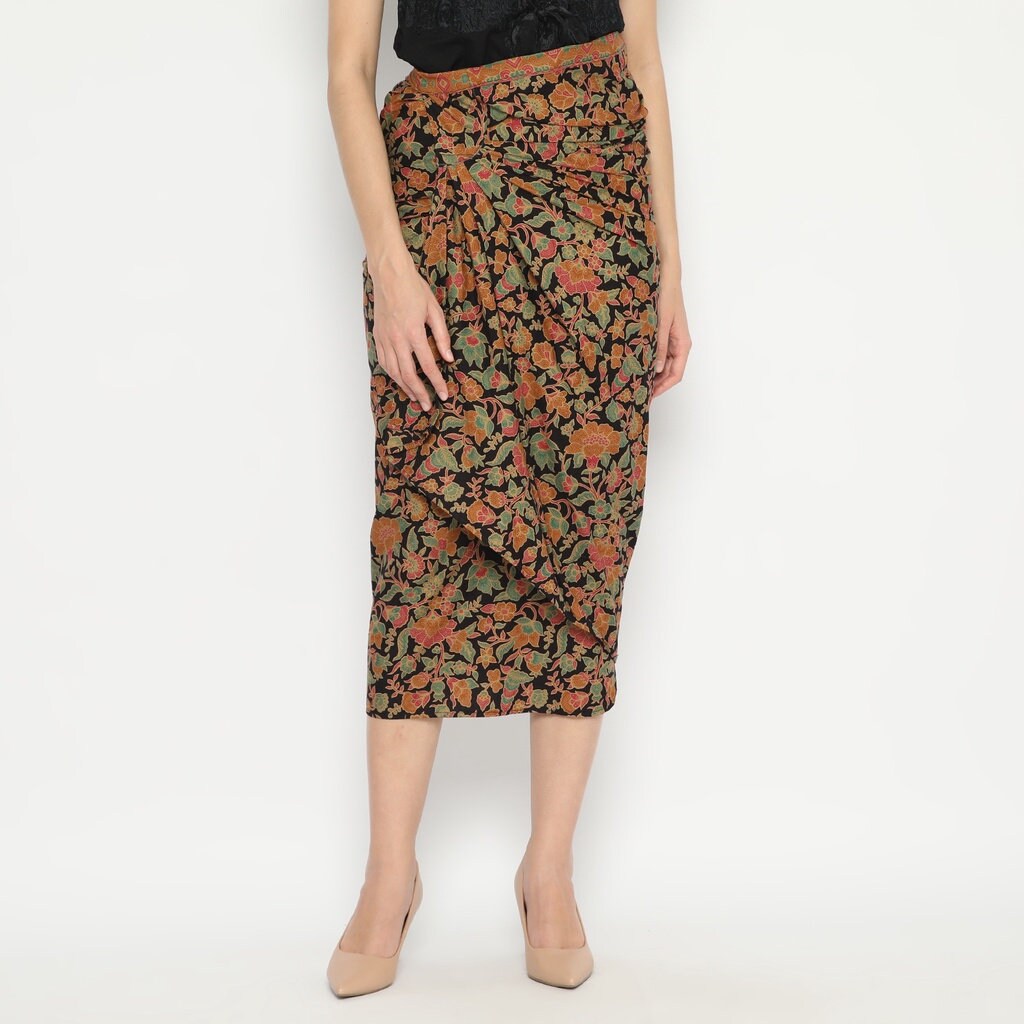 Orange - Cotton Button Down Hand Batik Print Dress 01