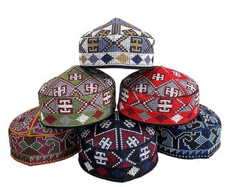 Embroidered Islamic Cap: Pakistan Peci, Hajj Eid Prayer Hat
