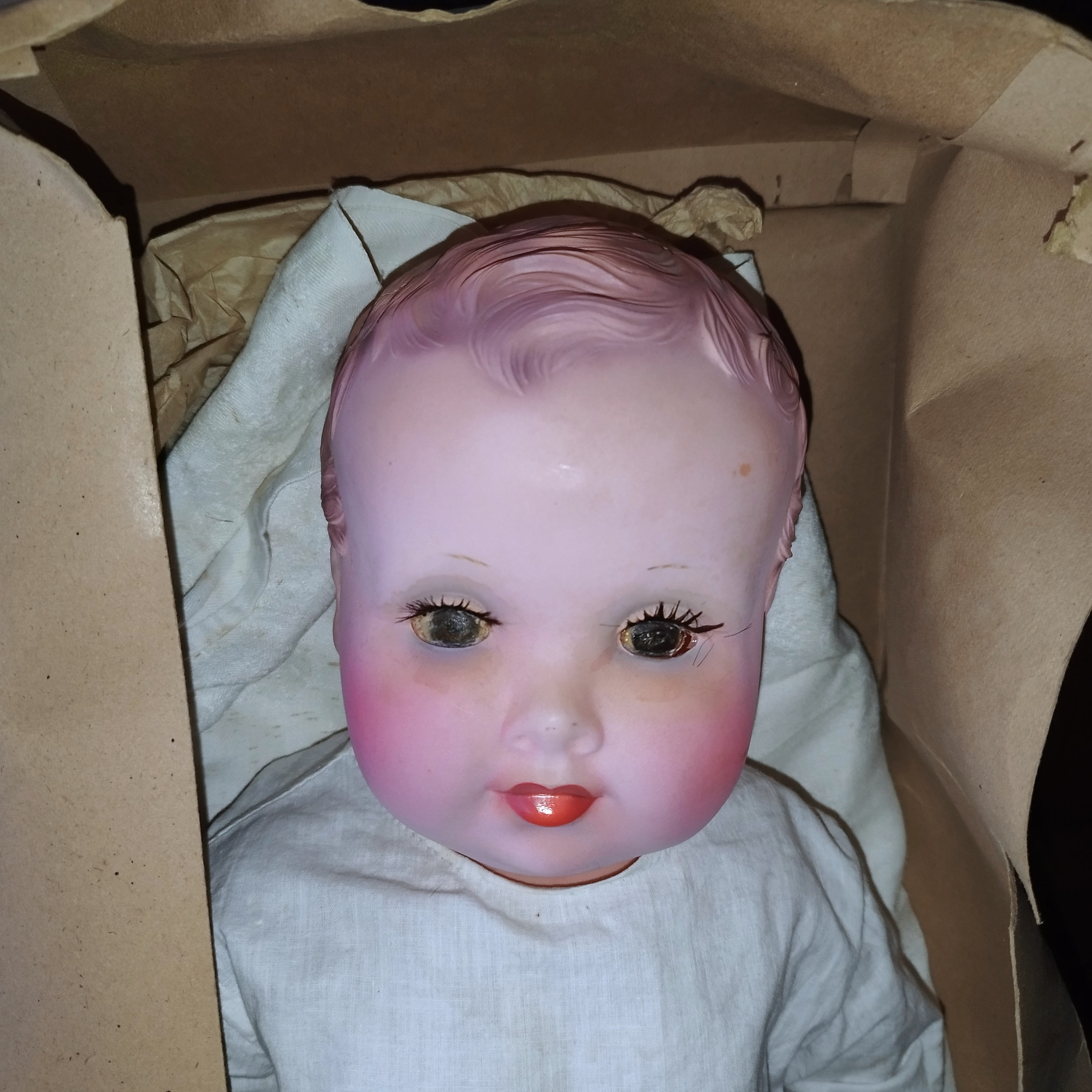 Poupon Baigneur ancien vintage Celluloïd France Tête d'aigle Yeux Fixes 58cm