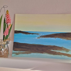 Aquarelle originale paysage, mer, paysage marin, océan, eau, fresque murale, décoration
