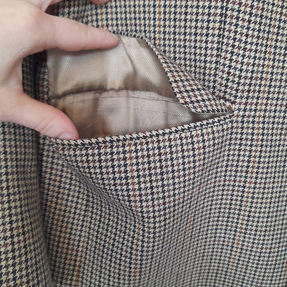 Veste blazer vintage en laine marron pied-de-poule Marks Spencer