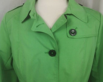 Junge Bright Green Classic Belted Long Trench Coat Jacket Ladies UK 14 EU 40