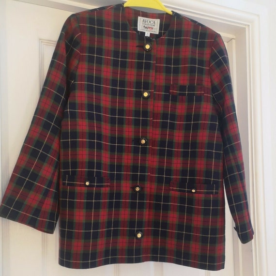 Avoca Collection Jacket UK 12 Red tartan Check Co… - image 1