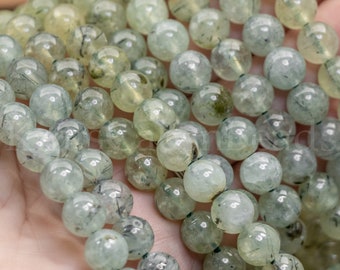 Green Prehnite with Epidote 10mm Round Beads Strand
