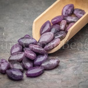 Purple & Black Lepidolite 10x17.5mm Smooth Marquis Beads Loose - Lots of 10 Beads