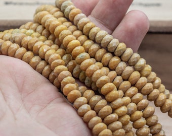 Dark Yellow Aragonite 4x8mm Faceted Rondelle Beads Strand