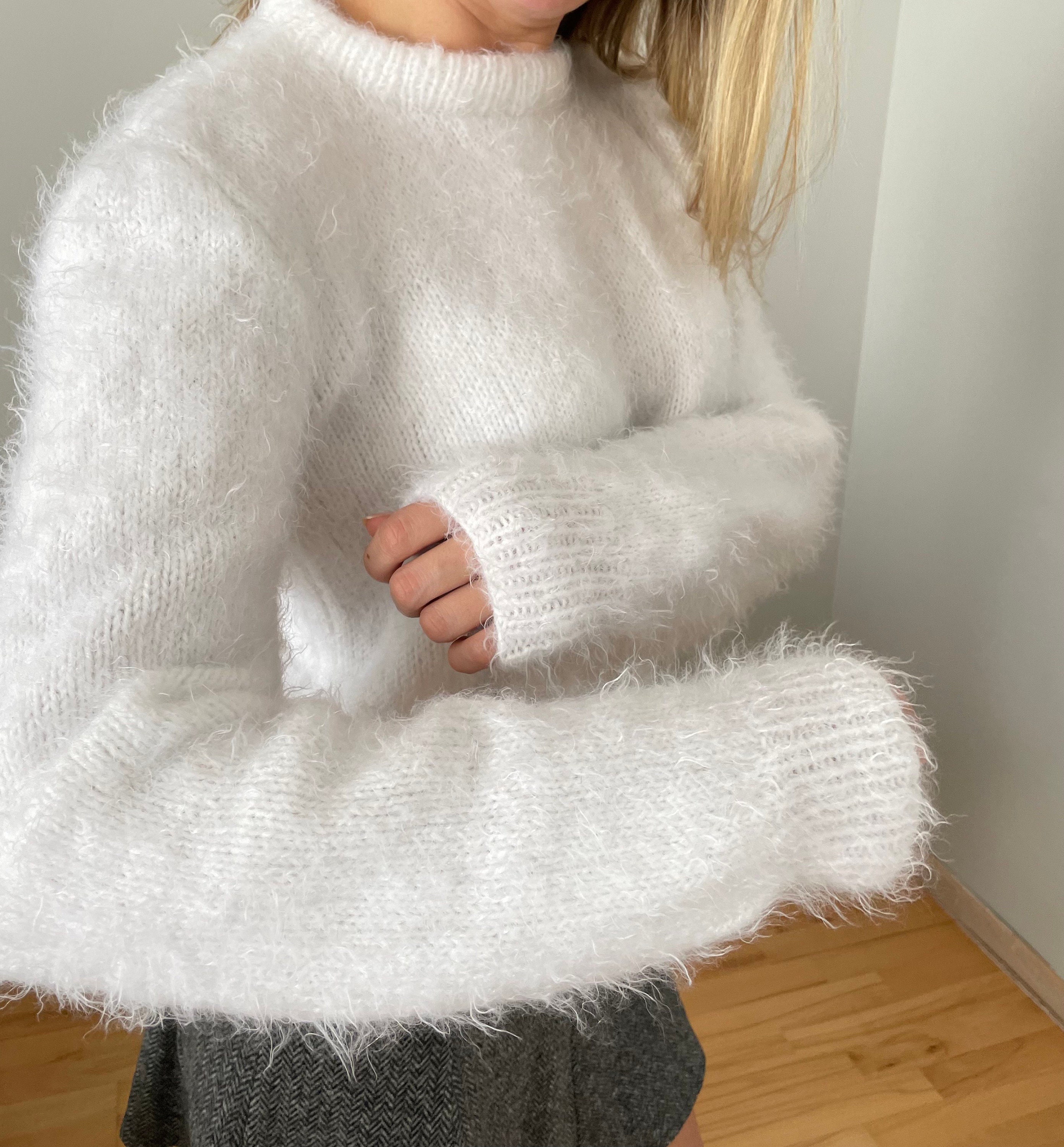 White Fluffy Sweater - Etsy