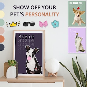 NEW SELLER! Custom Pet Portrait with Personality! Cartoon Pet Digital Art, Pet Memorial, New Pet Gift, Cat Dog Horse, Christmas Gift
