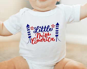 Fourth of Jully Baby Bodysuit, Miss America Shirt für Babys